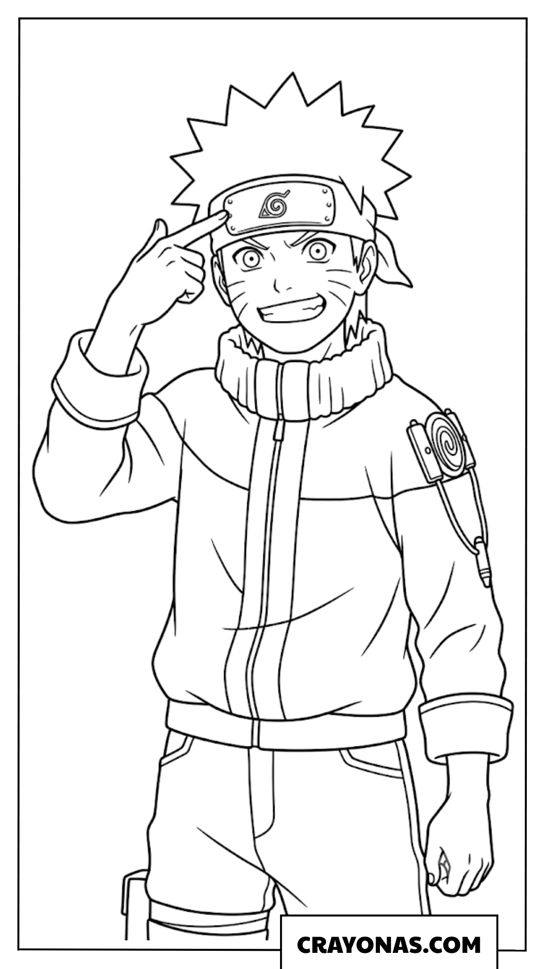 Easy Naruto Uzumaki Pointing at Ninja Headband Coloring Page