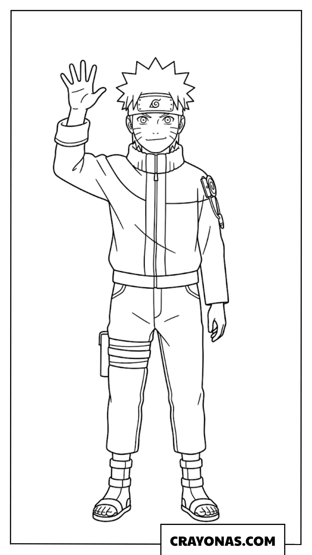 Easy Naruto Uzumaki Standing and Waving Coloring Page