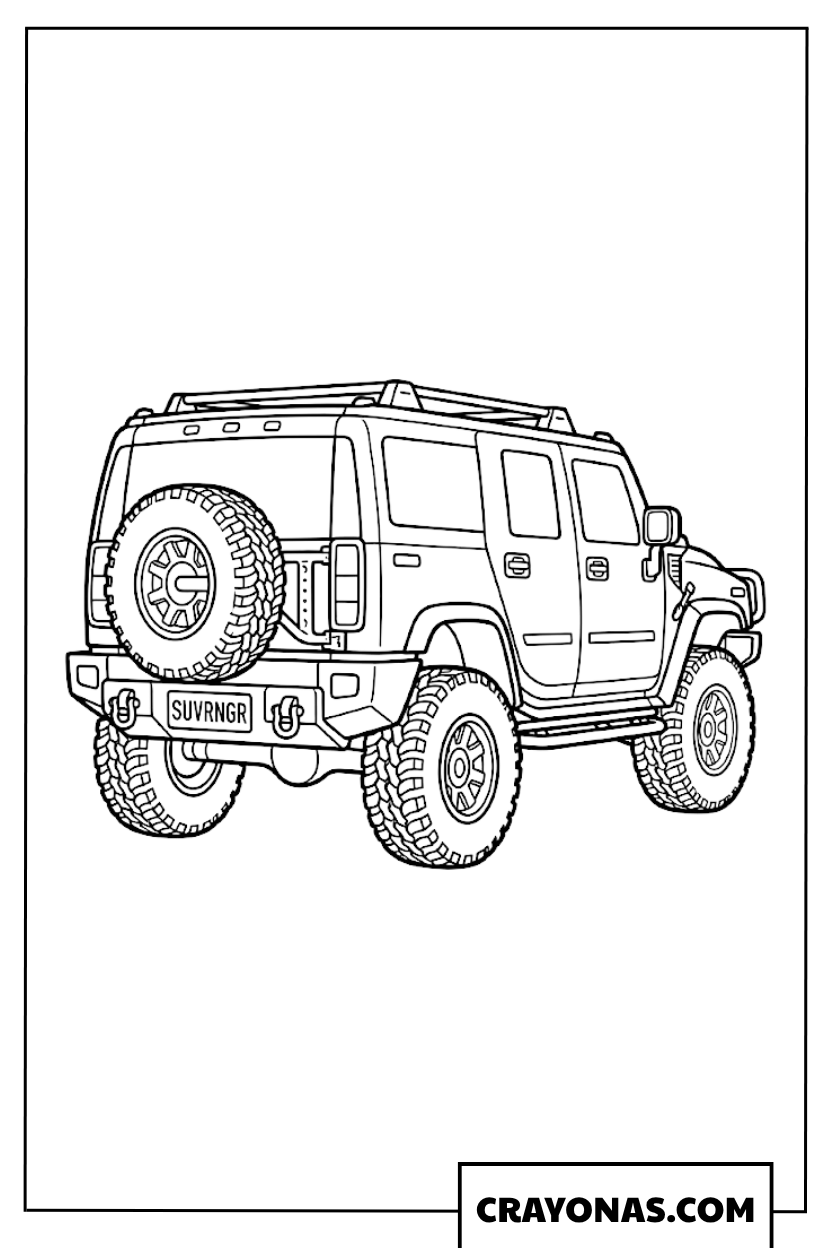 Easy Off Road SUV with Spare Tire Coloring Page