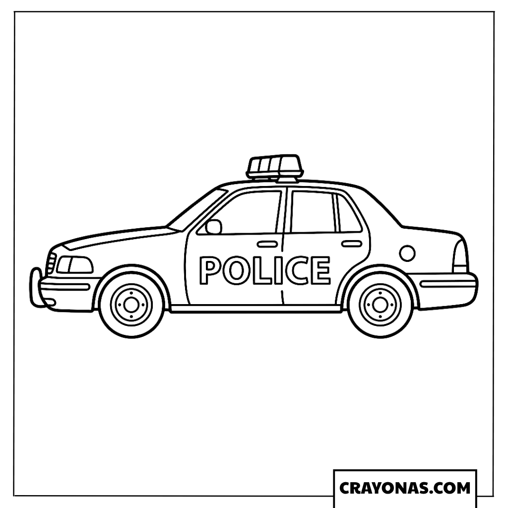 Easy Standard Police Cruiser Car Coloring Page