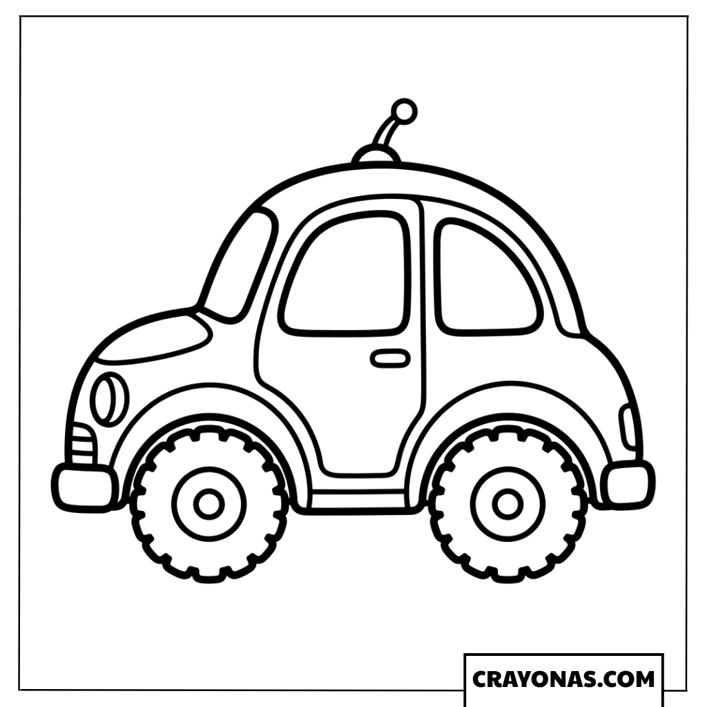 Easy Toy Car with Antenna Coloring Page