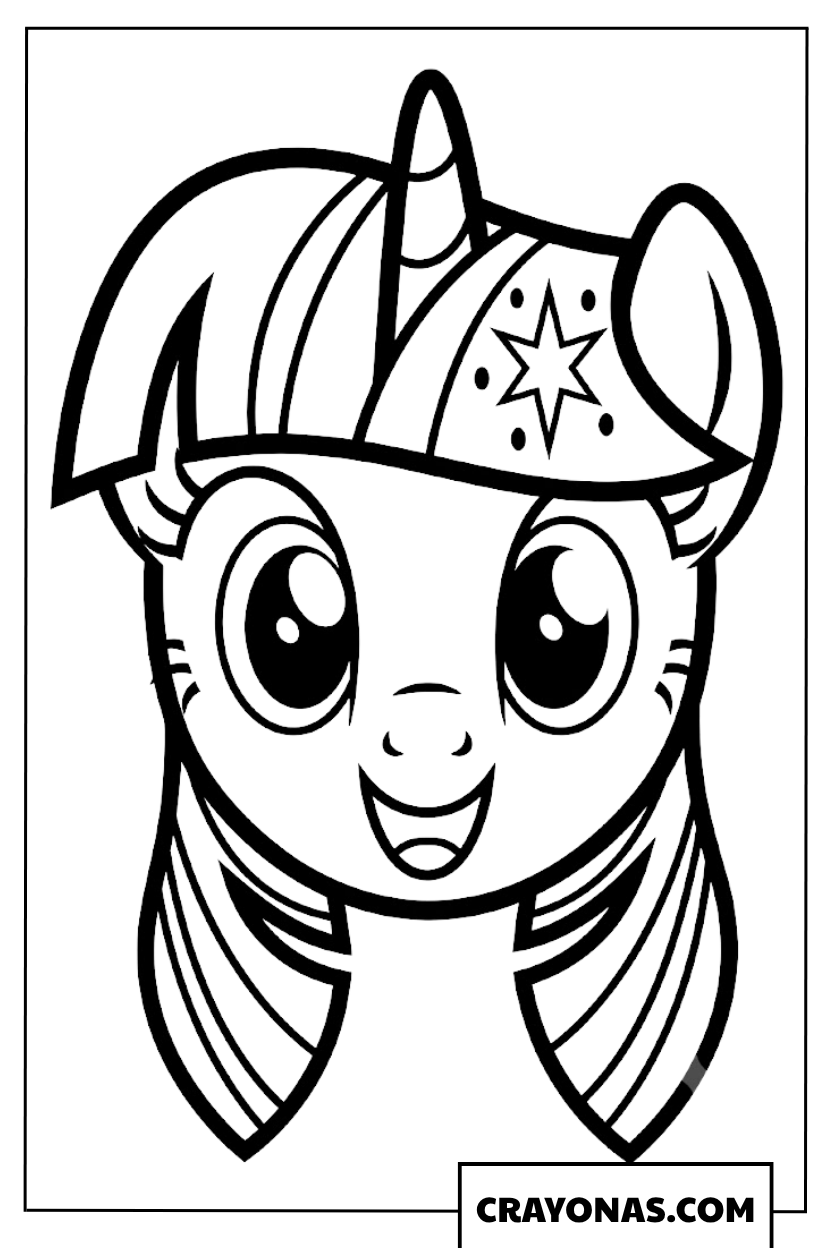 Easy Twilight Sparkle Close Up Face Coloring Page