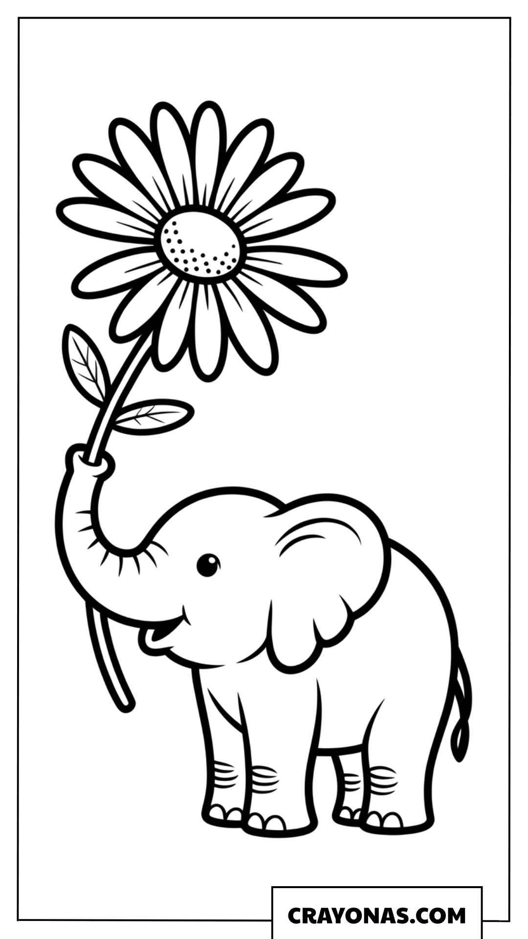 Elephant Holding Flower Coloring Page