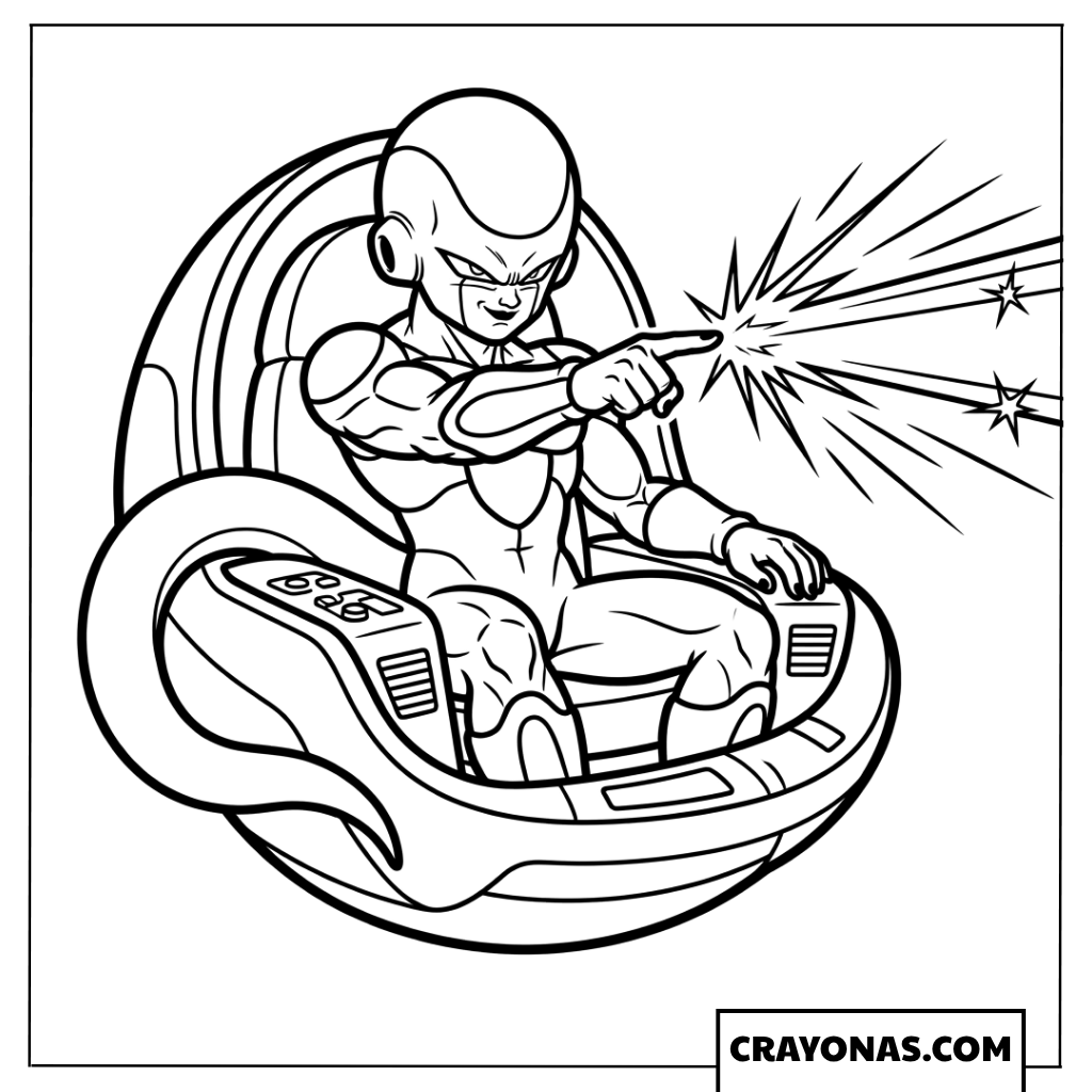 Emperor Frieza Firing Death Beam from Hover Chair Coloring Page