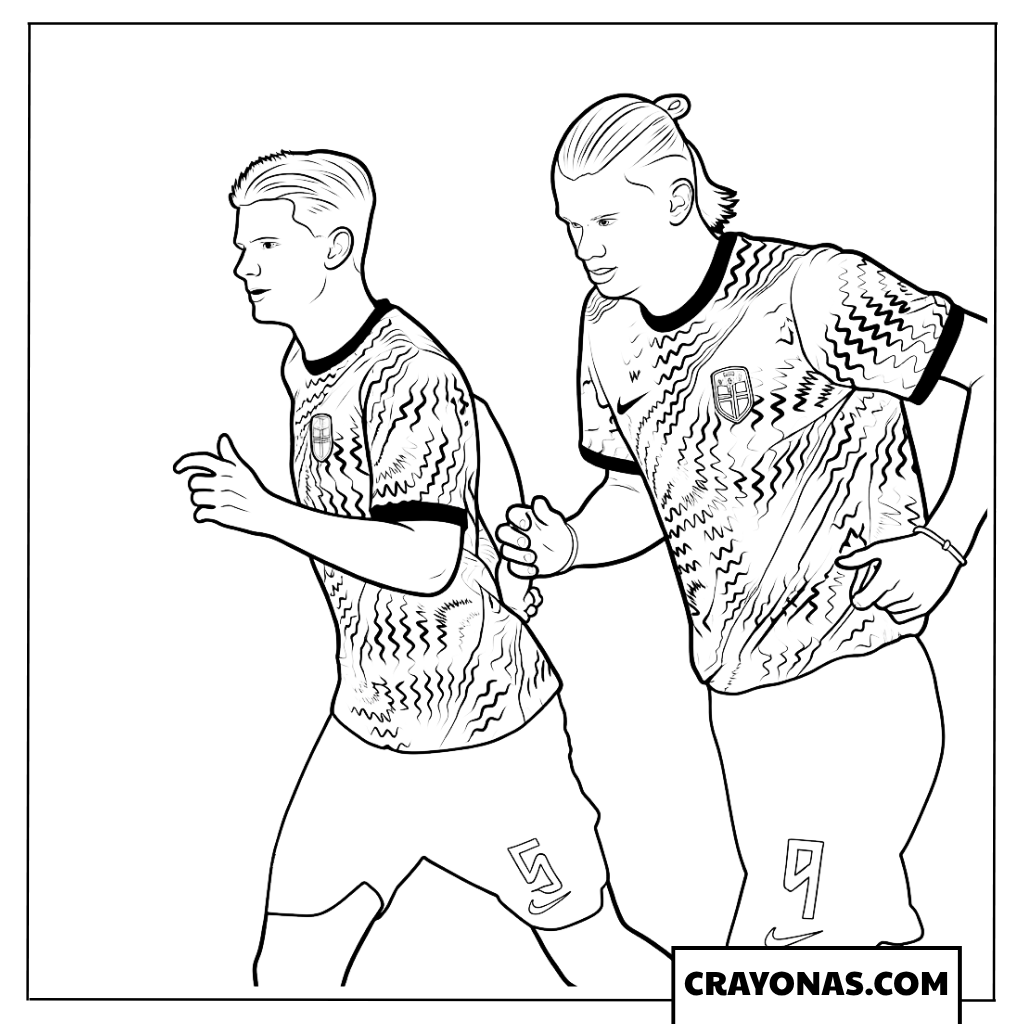 Erling Haaland and Andreas Schjelderup Coloring Page