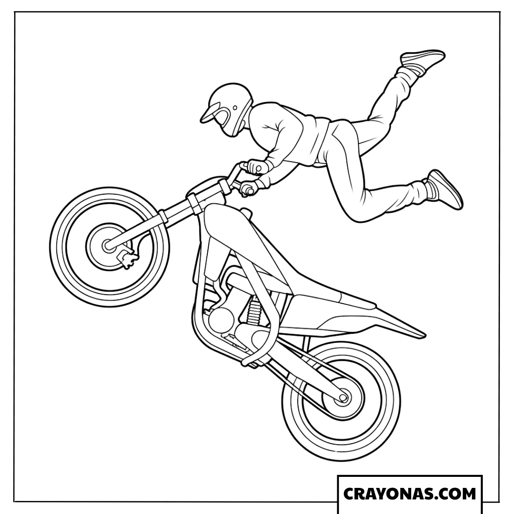 Extreme Freestyle Motocross Superman Trick Coloring Page