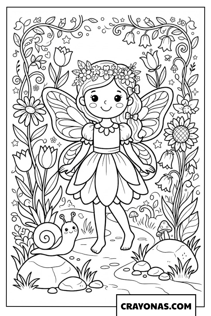 Fairy Princess with Butterfly Wings Coloring Page