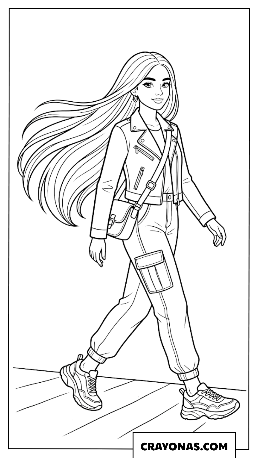 Fashion Girl Walking Coloring Page