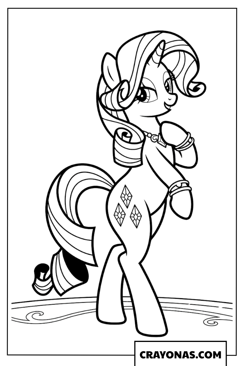 Fashionable Rarity Showing Off Her Diamond Cutie Mark Coloring Page
