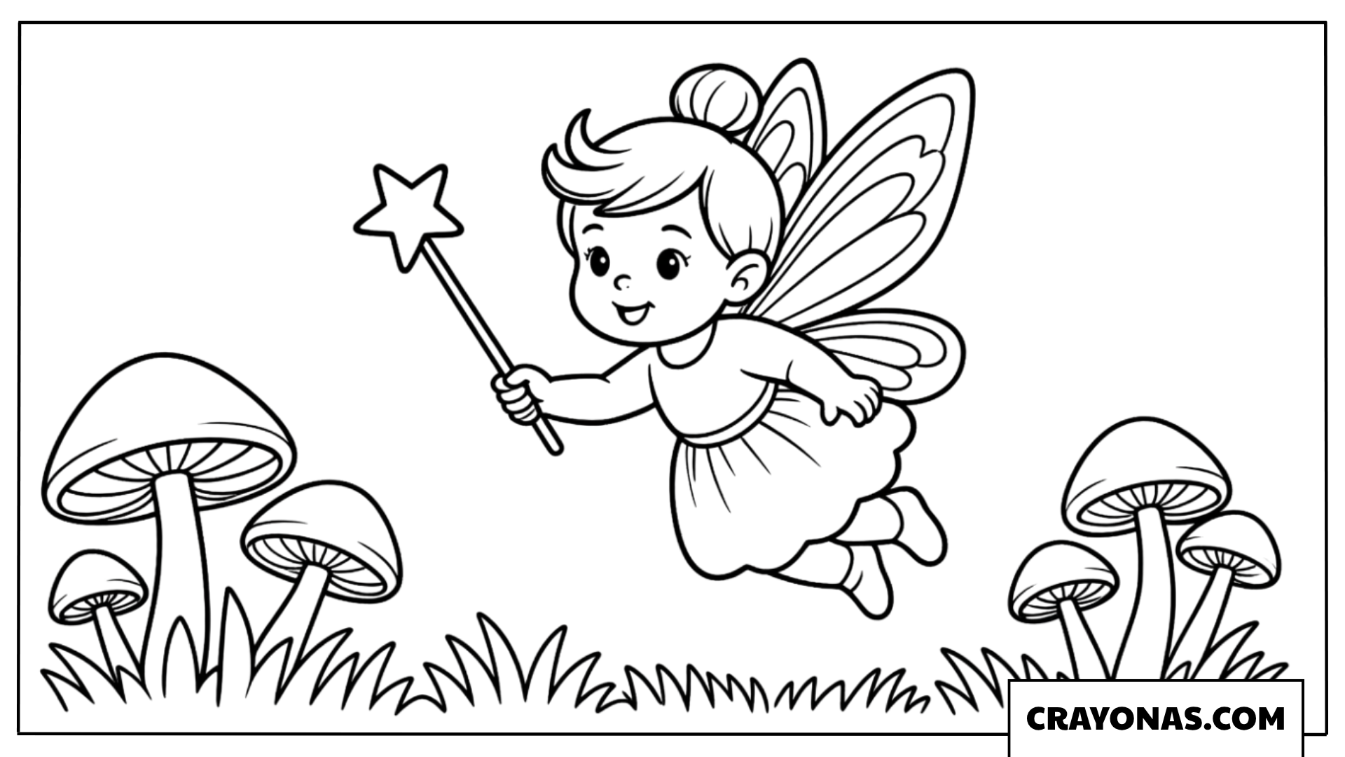 Flying Baby Fairy Princess Coloring Page