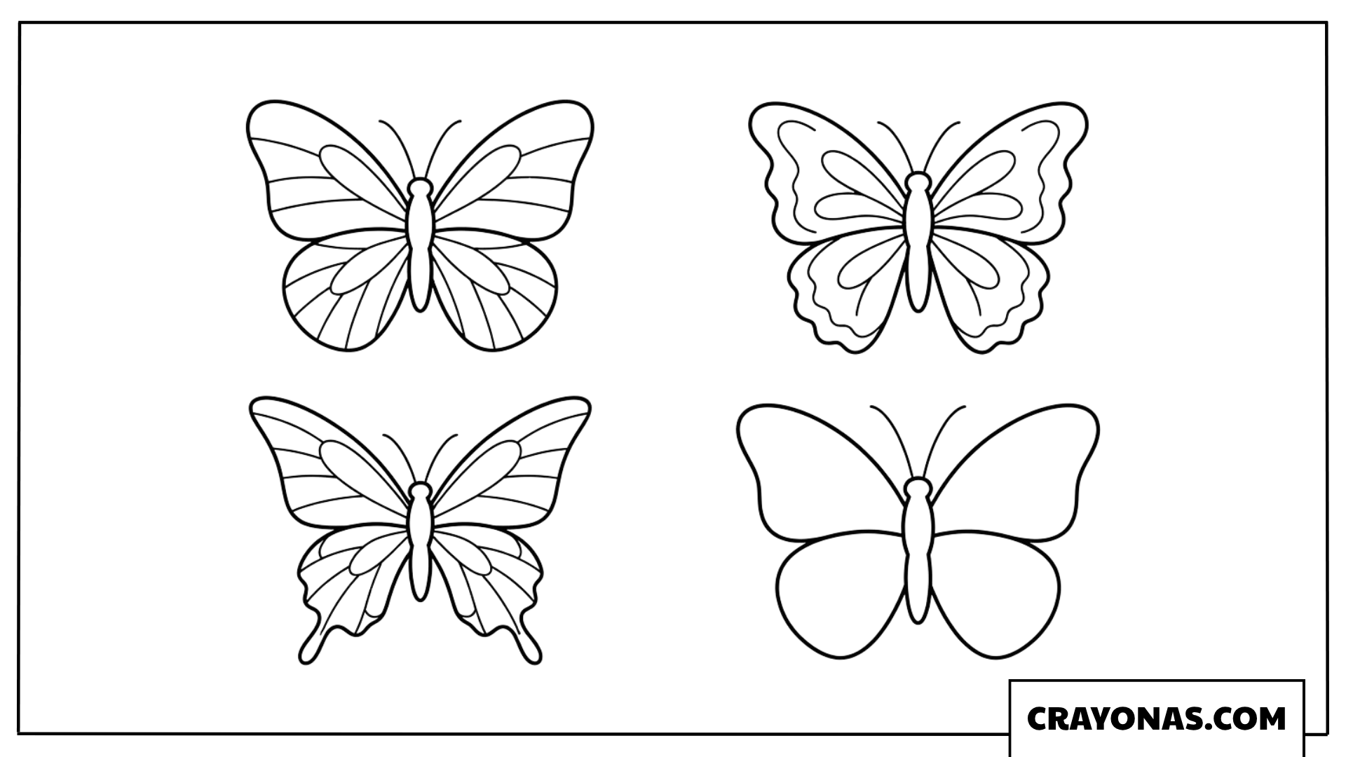 Four Mini Butterfly Cutout Patterns Craft Sheet Coloring Page