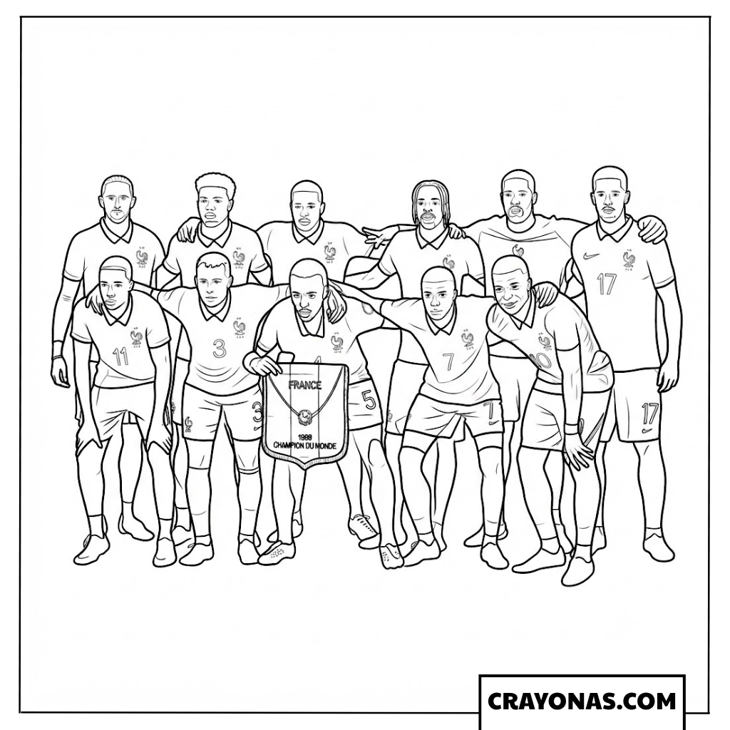 France National Team Lineup Coloring Page
