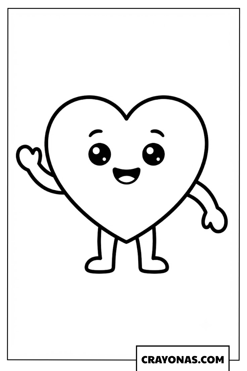 Friendly Heart Shape Coloring Page