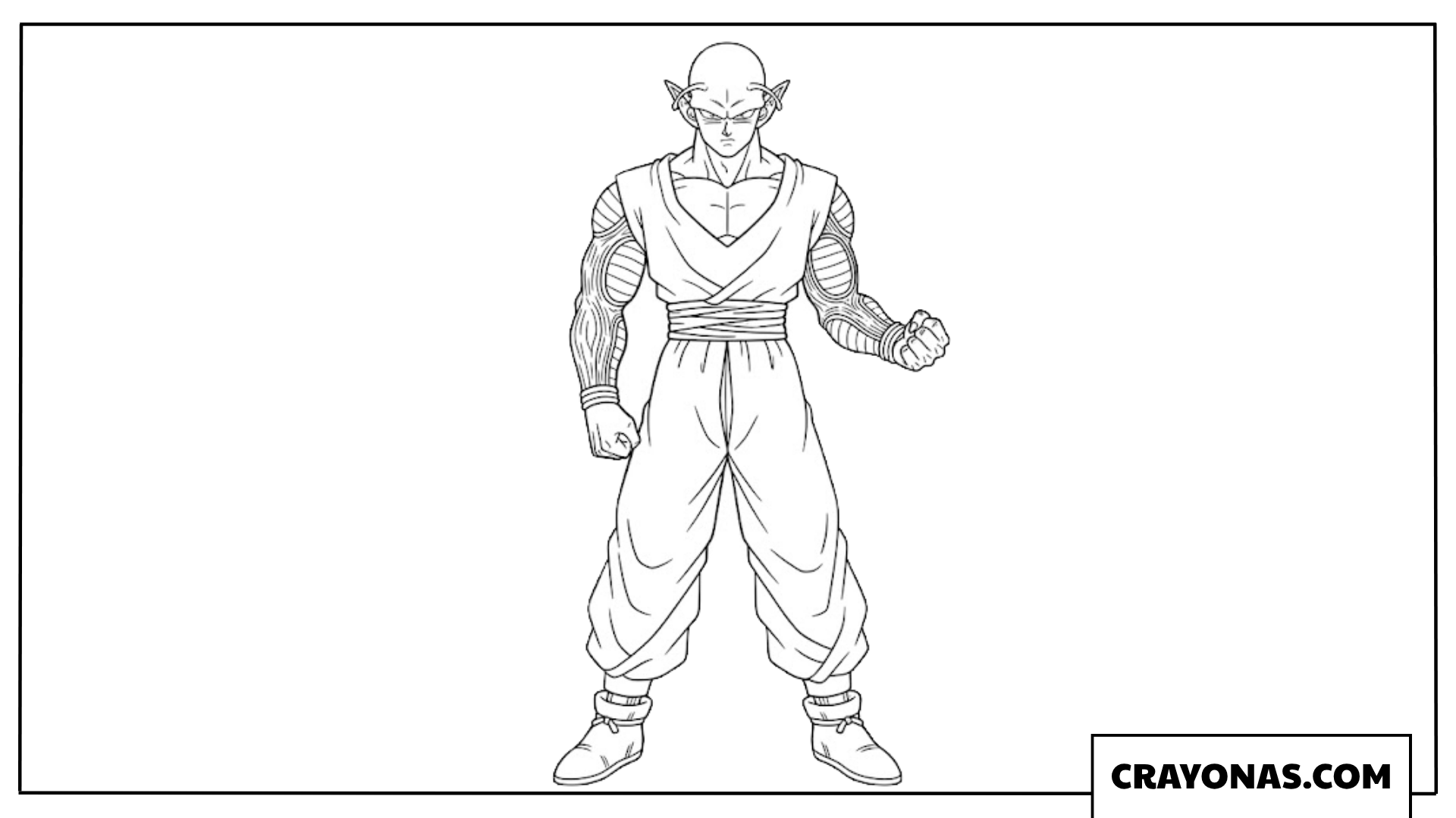 Full Body Piccolo Displaying Detailed Muscle Anatomy Coloring Page