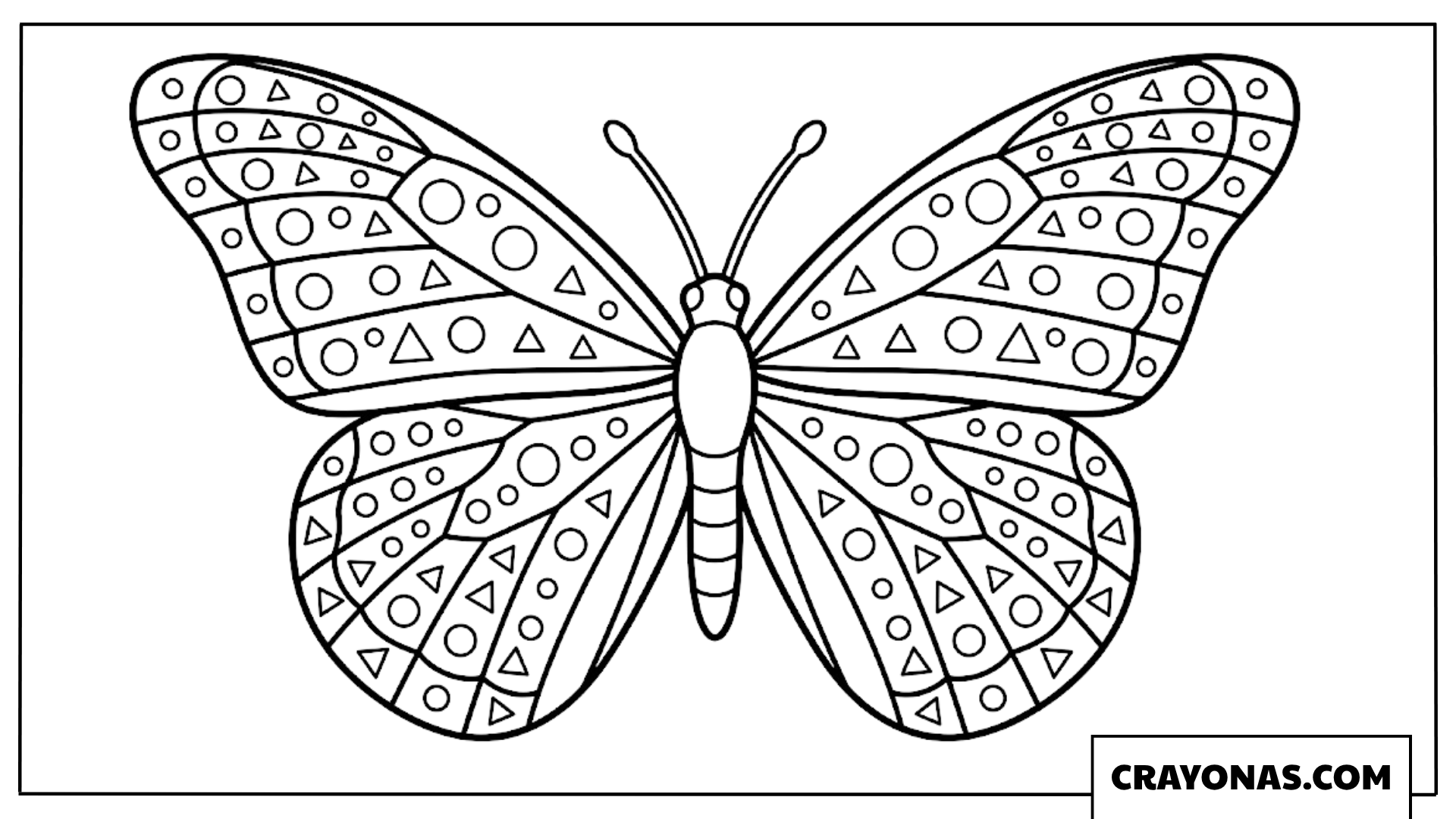 Geometric Shapes Symmetrical Butterfly Coloring Page