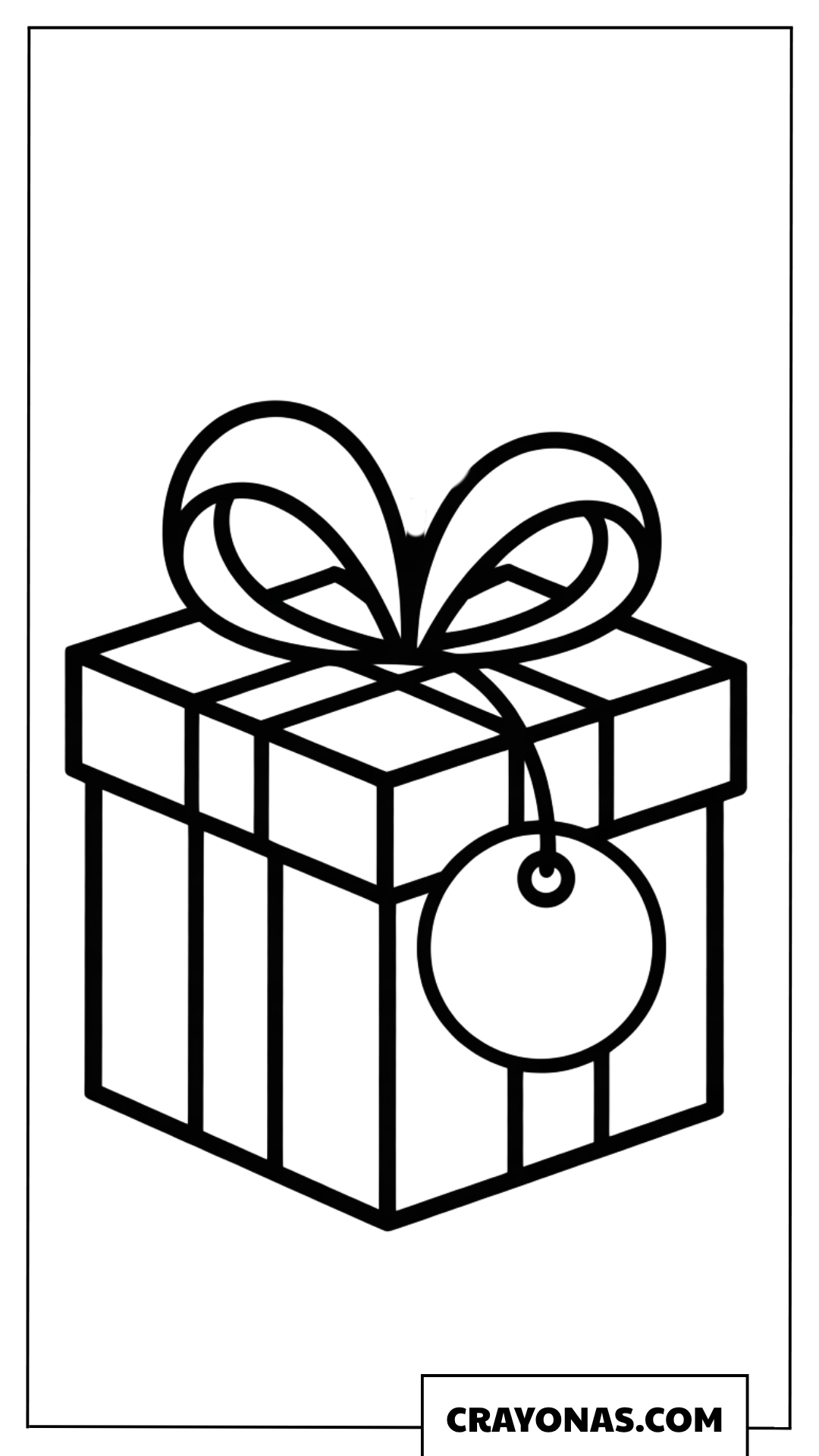 Gift Box with Tag Coloring Page