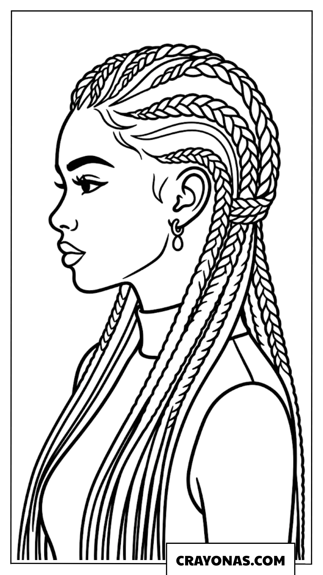Girl with Braided Long Hair Coloring Page