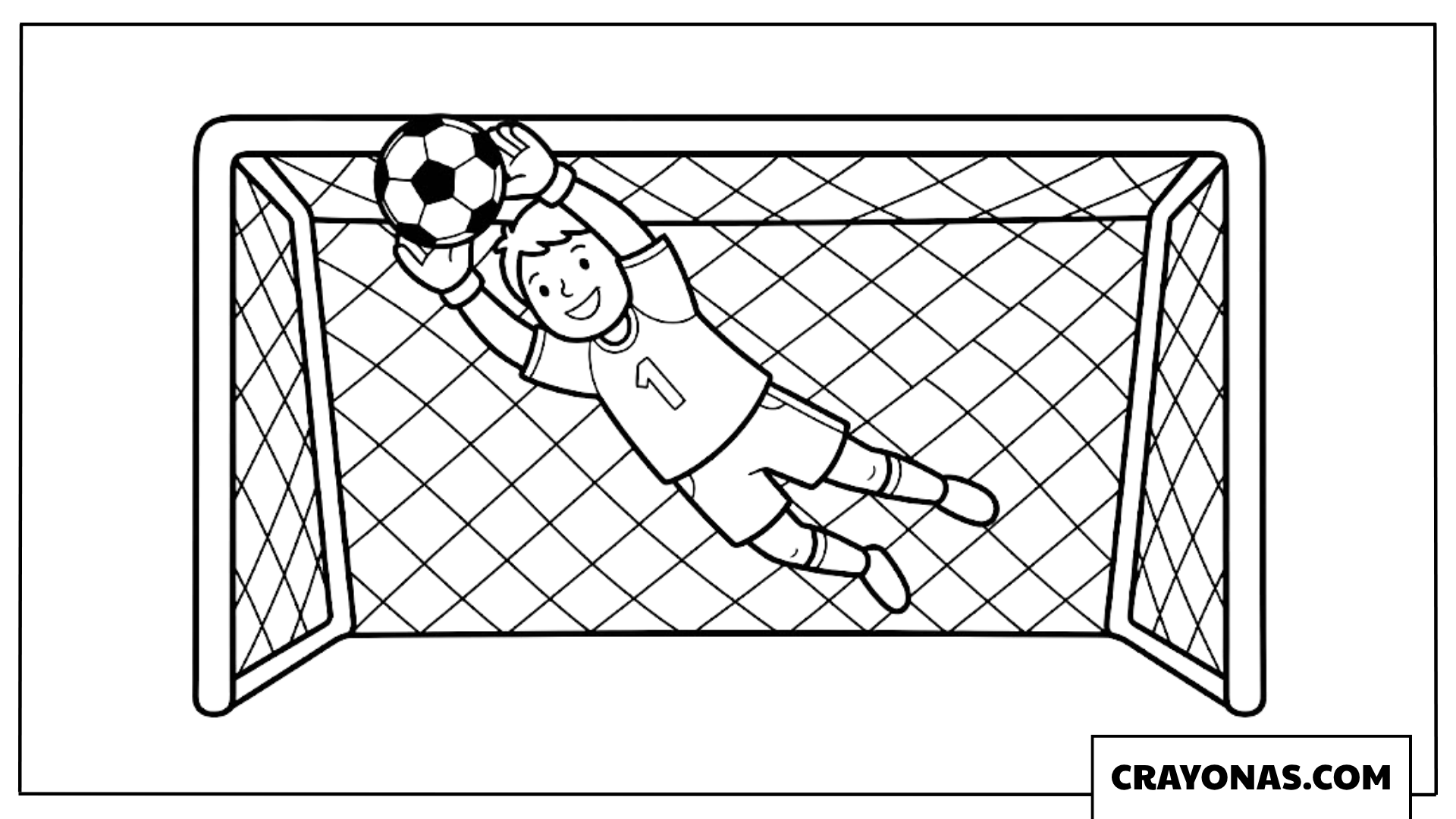 Goalkeeper Diving Save Coloring Page
