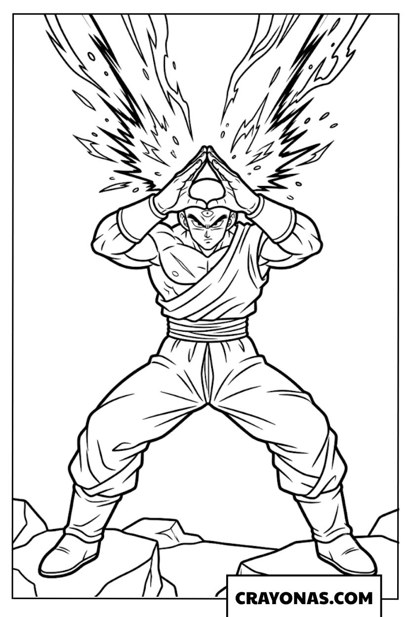 Gohan Releasing Ultimate Masenko Energy Beam Coloring Page