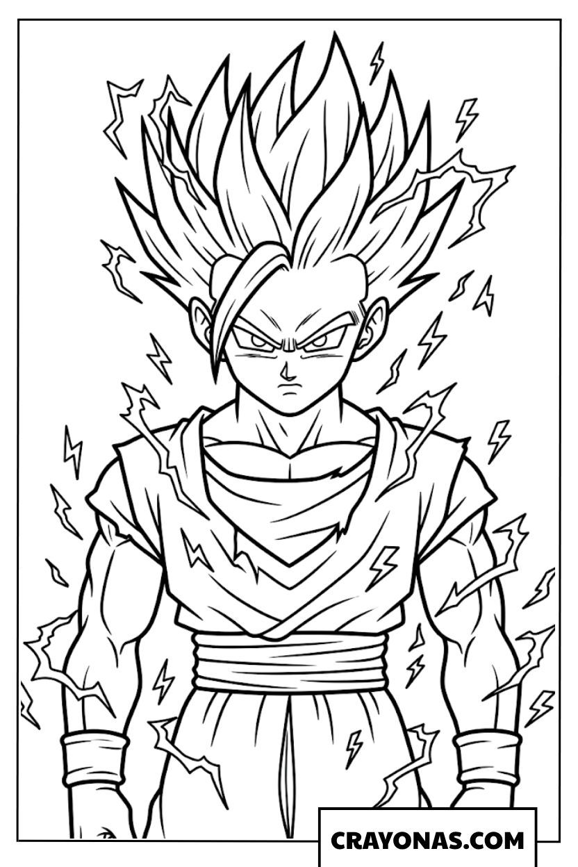 Gohan Super Saiyan 2 Lightning Aura Coloring Page