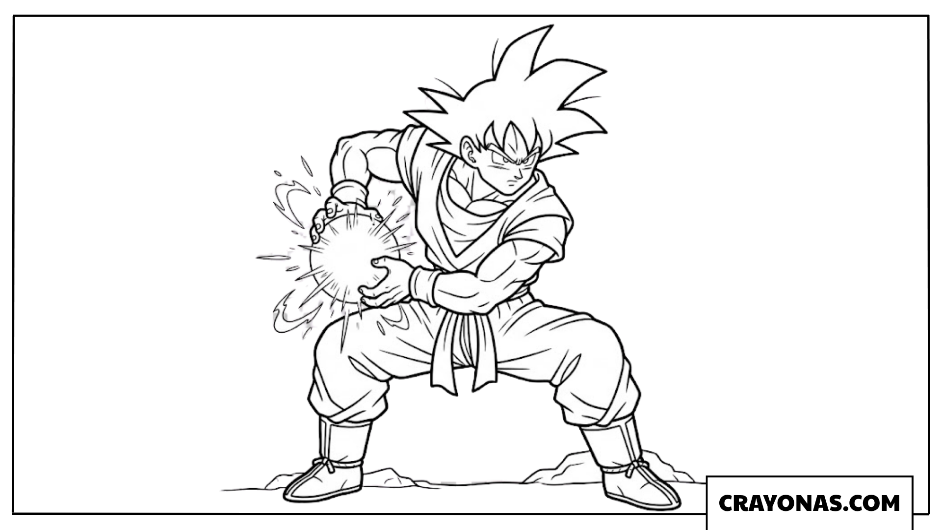 Goku Charging Kamehameha Energy in Battle Stance Coloring Page
