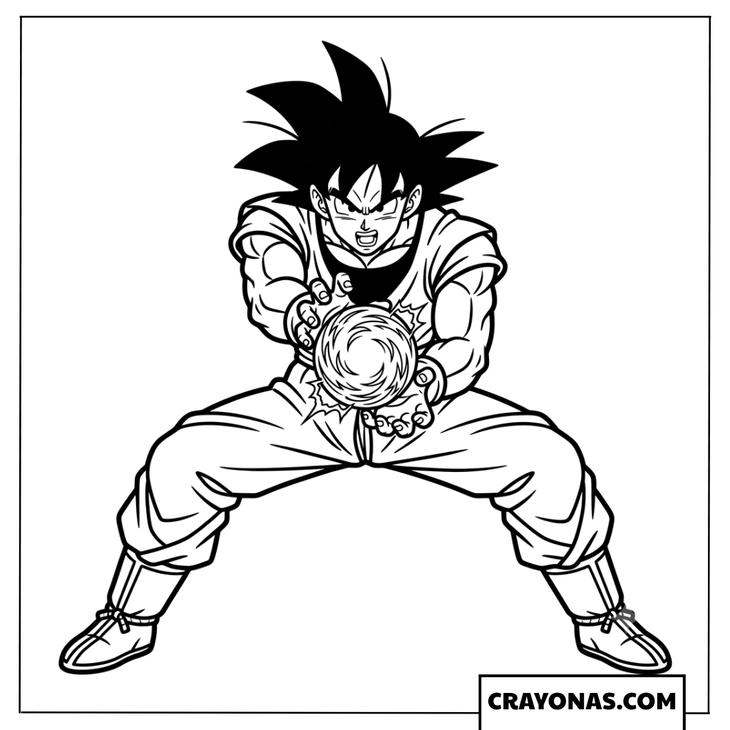 Goku Charging Kamehameha Wave Dragon Ball Z Coloring Page