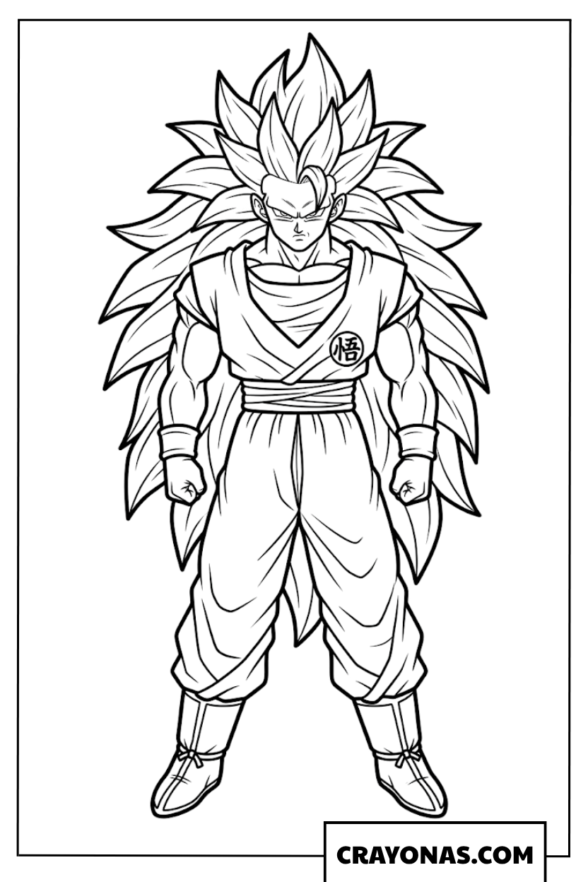 Goku Super Saiyan 3 Long Hair Transformation Coloring Page