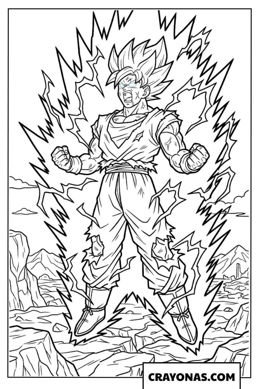 Goku Super Saiyan First Transformation Dragon Ball Z Coloring Page
