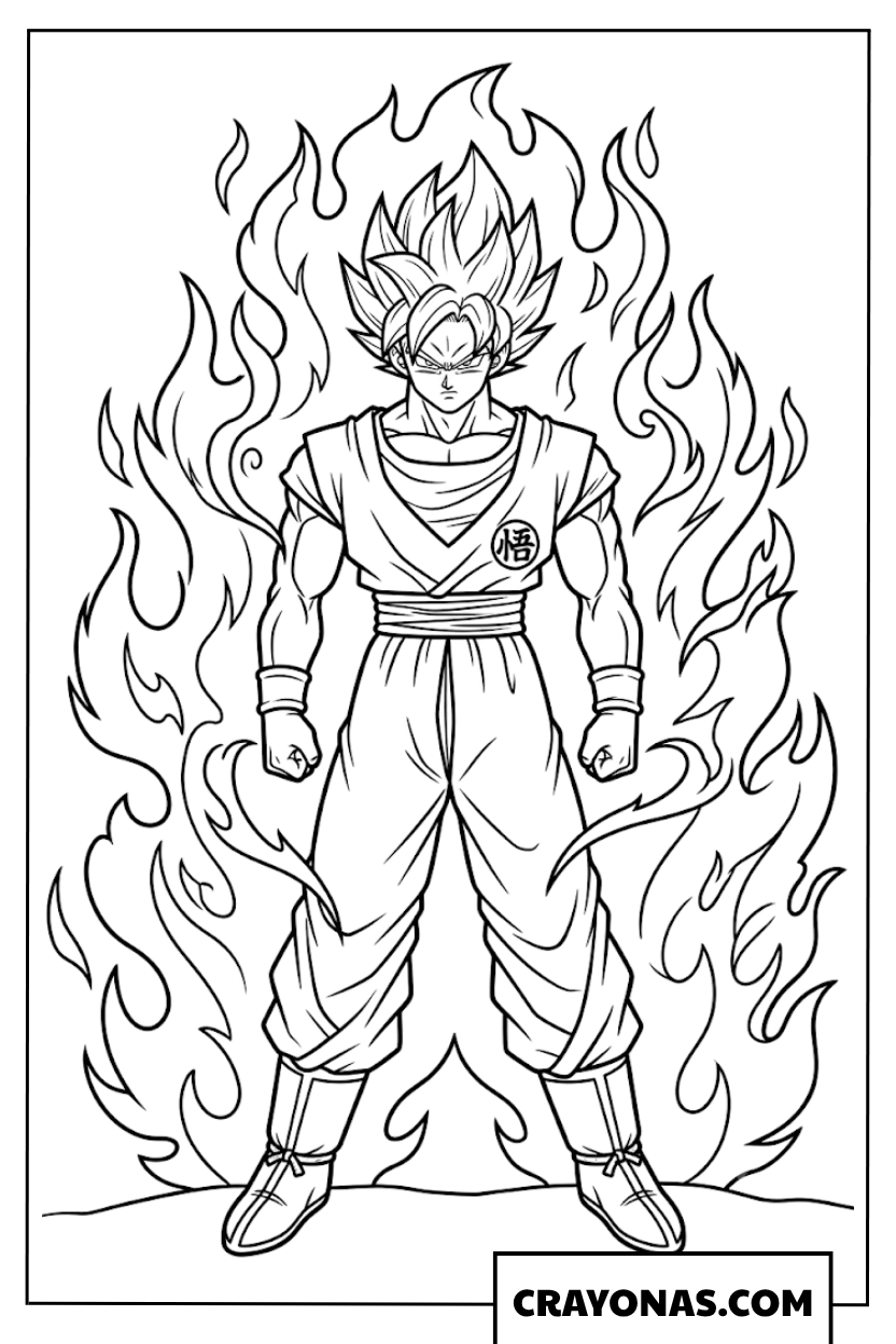 Goku Ultra Instinct Sign Fiery Cosmic Aura Coloring Page