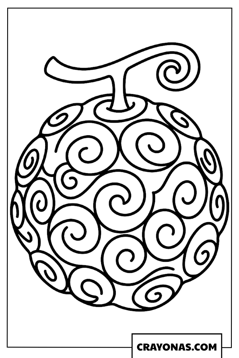 Gomu Gomu No Mi Devil Fruit Easy Outline Coloring Page