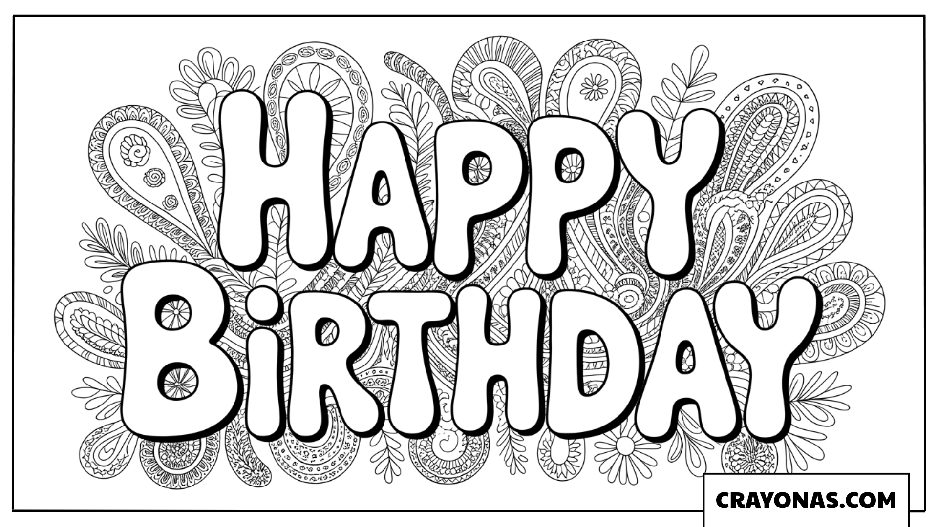 Happy Birthday Mandala Coloring Page