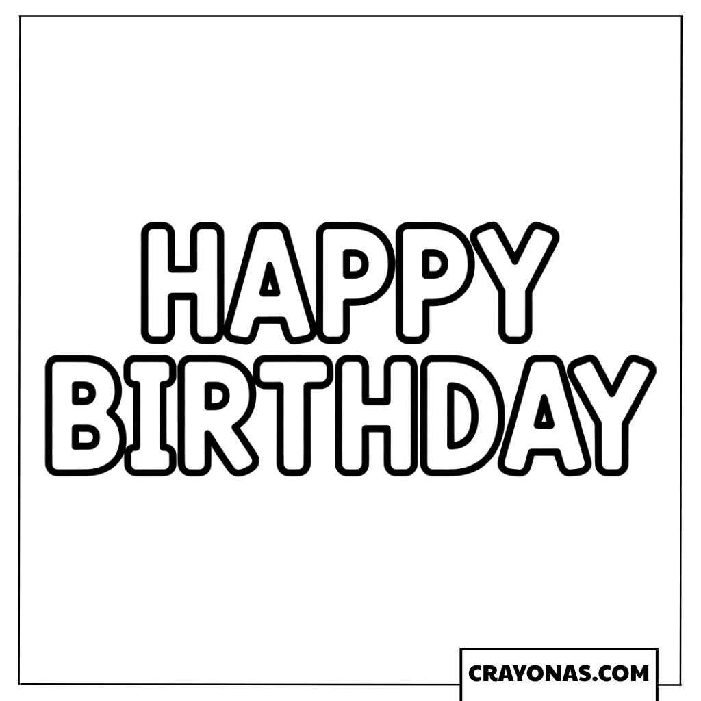 Happy Birthday Text Coloring Page