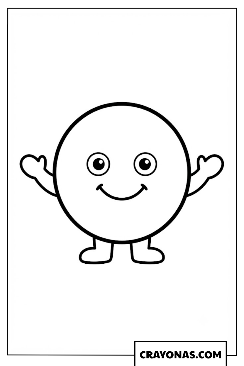 Happy Circle Character Coloring Page