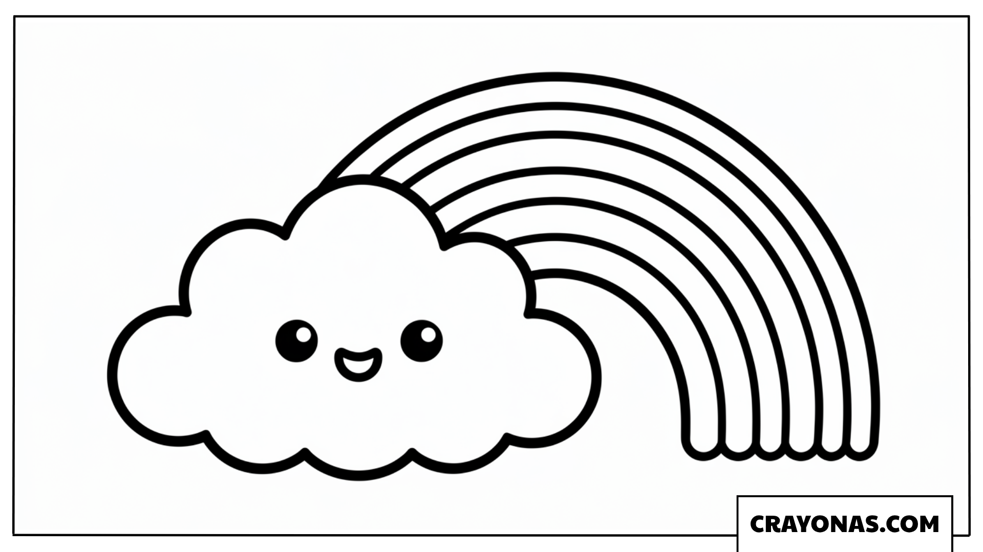 Happy Cloud and Rainbow Coloring Page