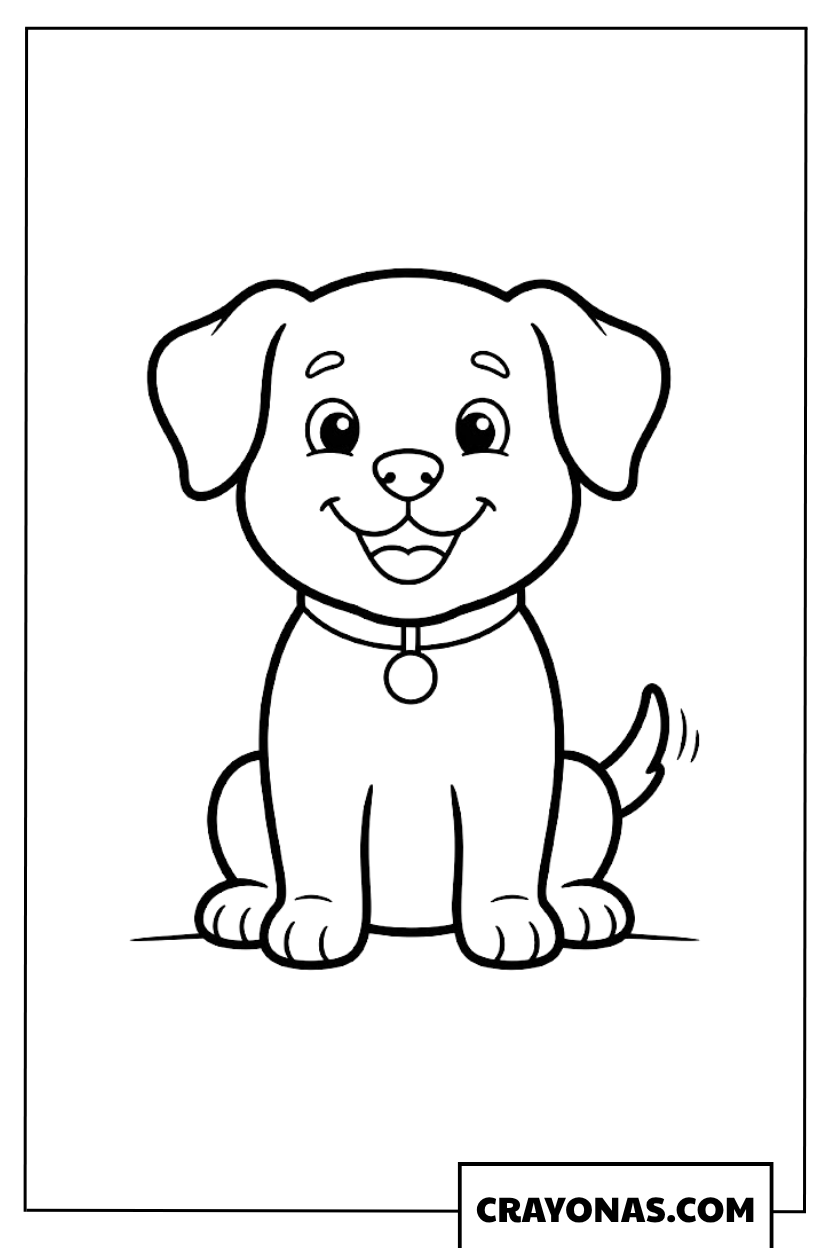 Happy Puppy Dog Coloring Page