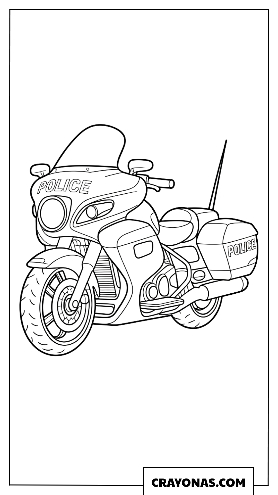 Heavy Duty Police Patrol Touring Motorcycle Coloring Page