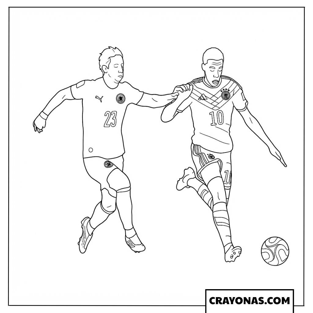 Jamal Musiala Dribbling Under Pressure Coloring Page