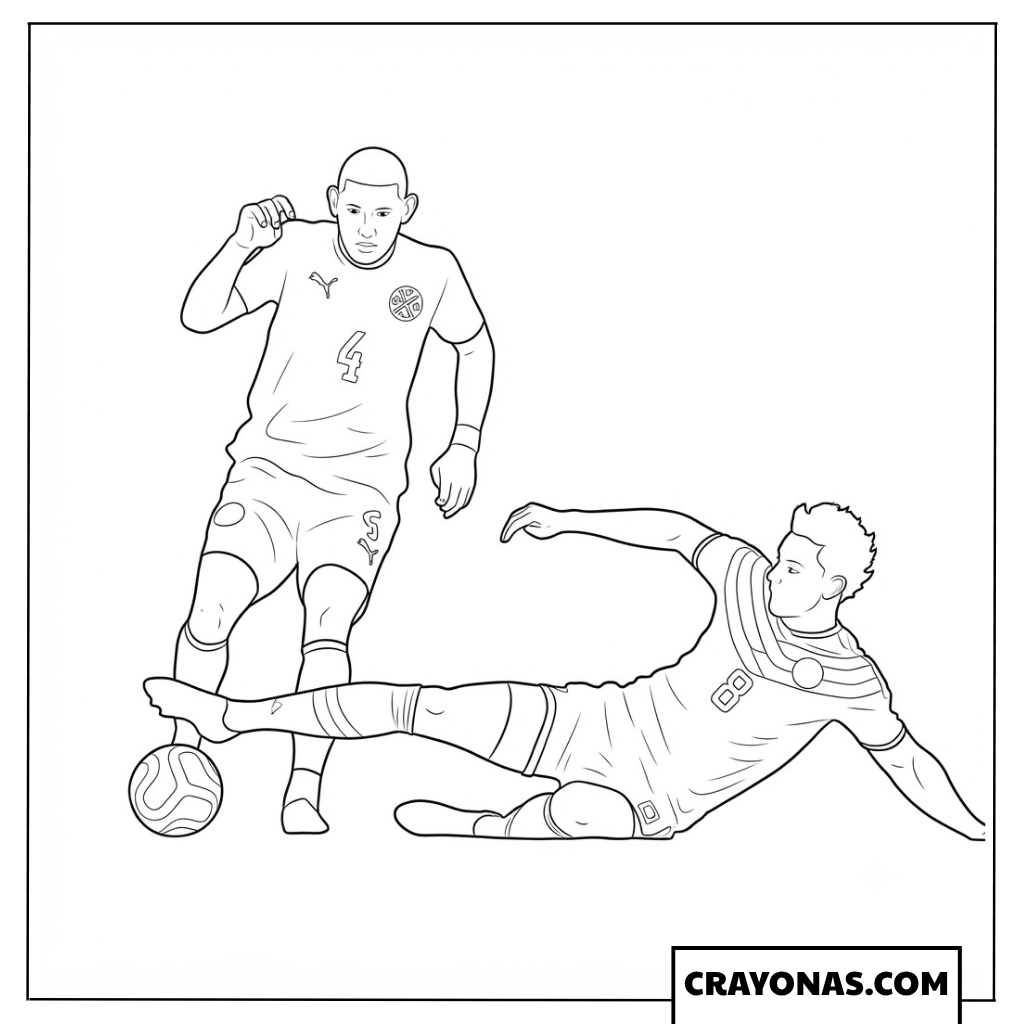 Juan Caceres vs Robert Andrich Tackle Coloring Page