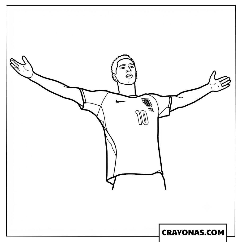 Jude Bellingham Arms Wide Celebration Coloring Page