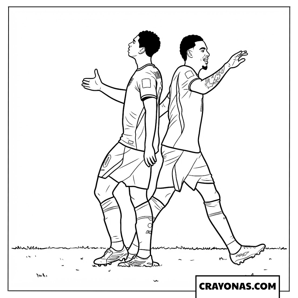 Jude Bellingham and Morgan Rogers Celebration Coloring Page