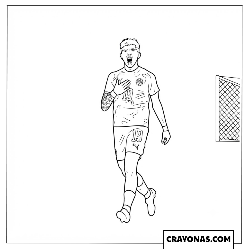 Julio Enciso Goal Celebration Coloring Page