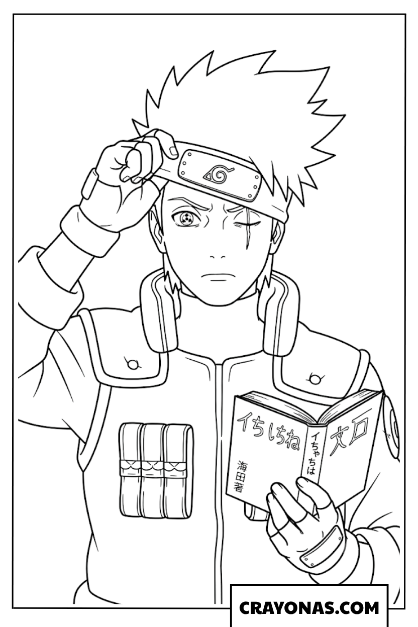 Kakashi Hatake Holding Make Out Paradise Book Coloring Page