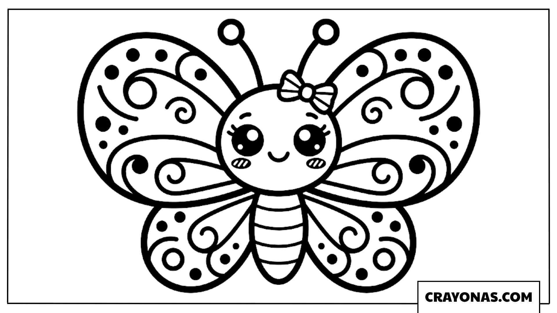 Kawaii Chibi Butterfly with Hair Bow Coloring Page