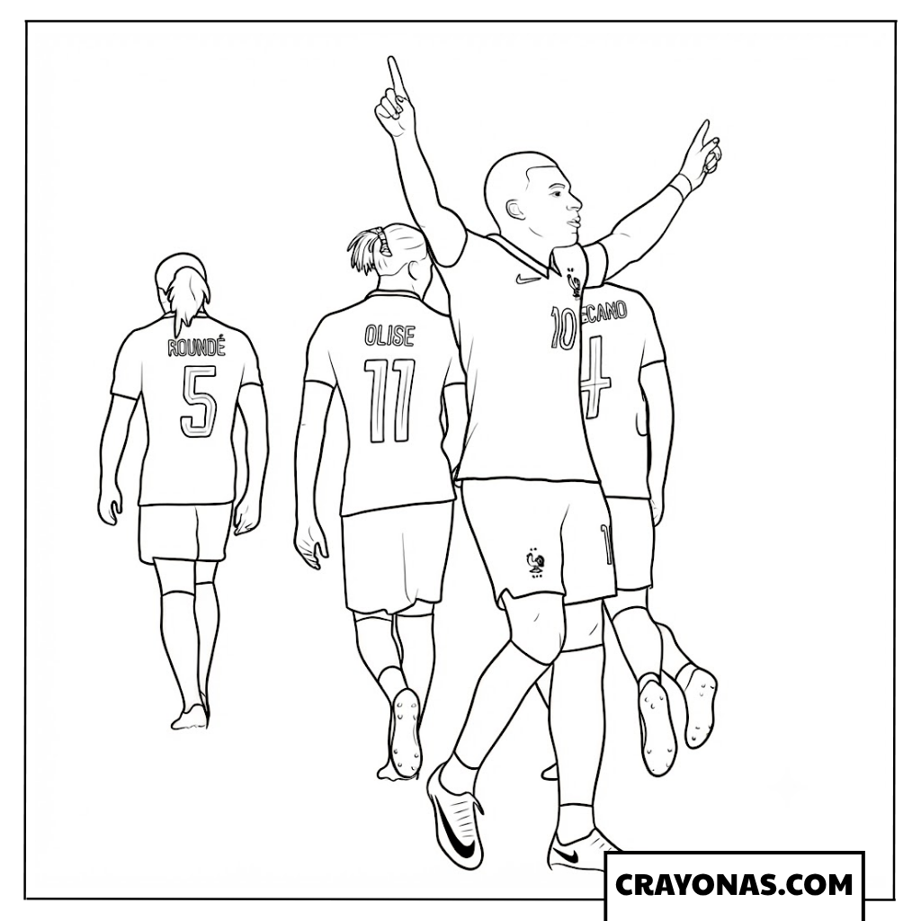 Kylian Mbappe Arms Raised Celebration Coloring Page