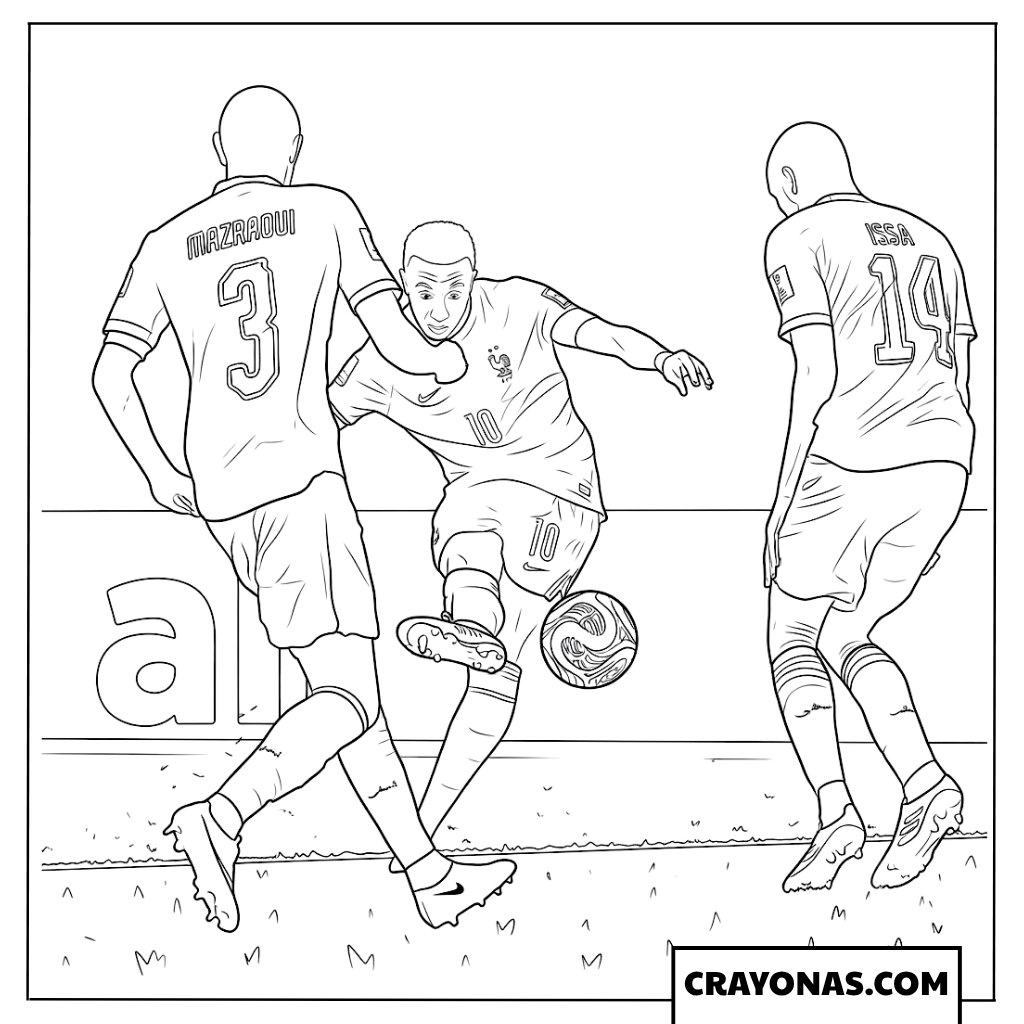 Kylian Mbappe Curled Shot Goal Coloring Page