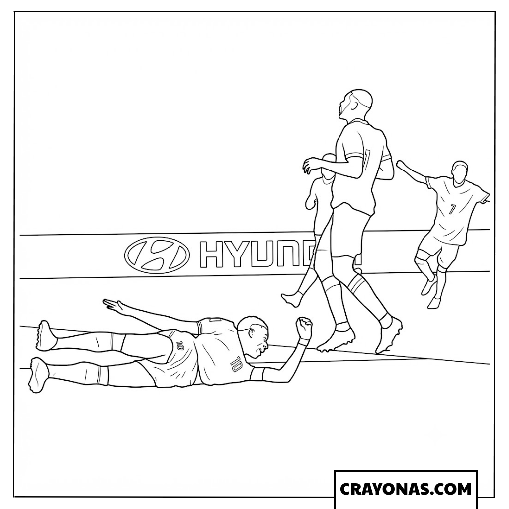 Kylian Mbappe Falling After Challenge Coloring Page