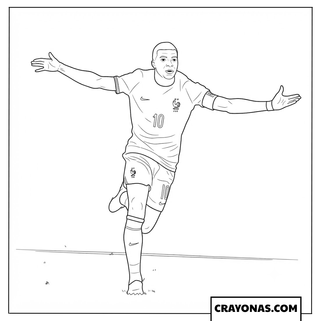 Kylian Mbappe Goal Celebration Coloring Page