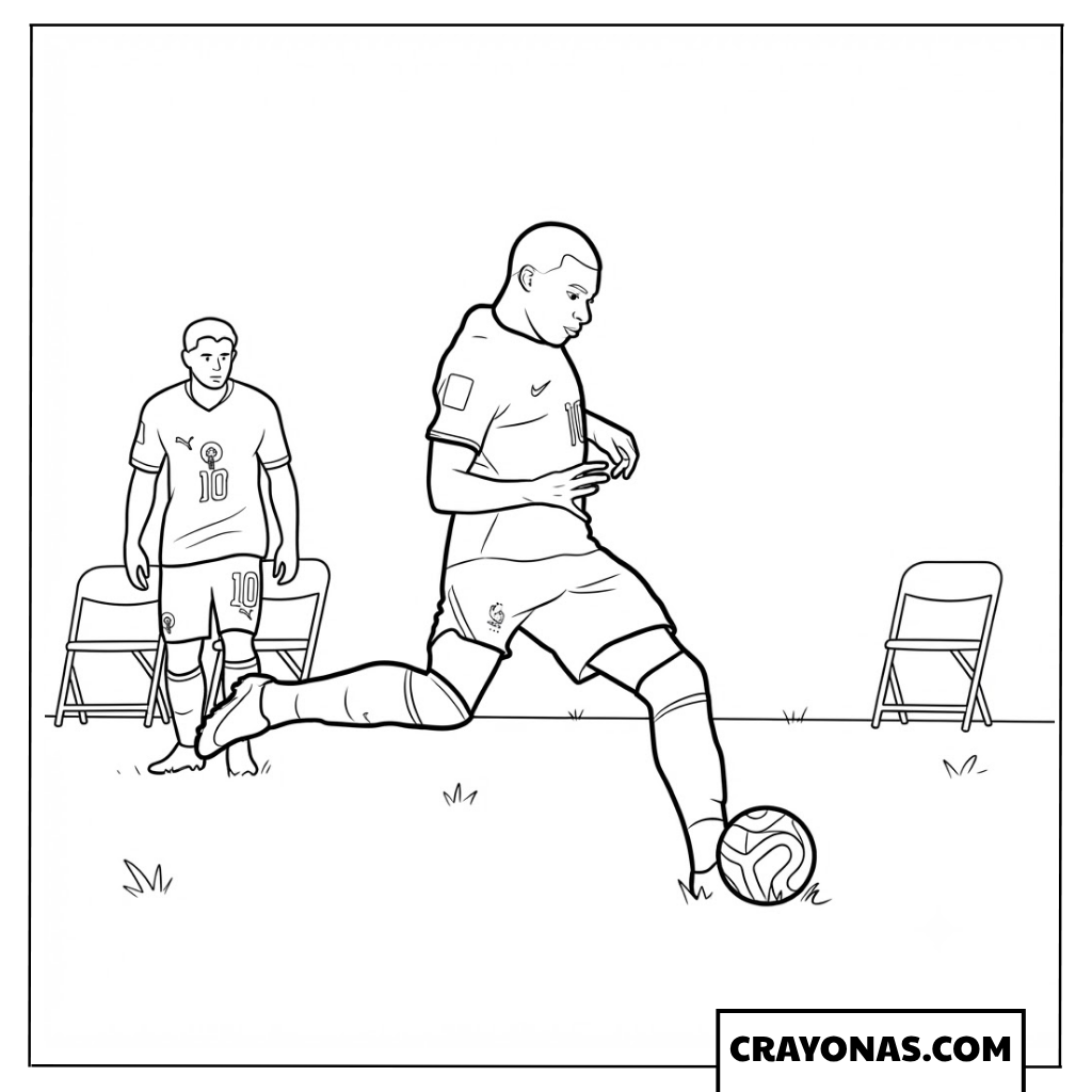 Kylian Mbappe Penalty Kick Coloring Page