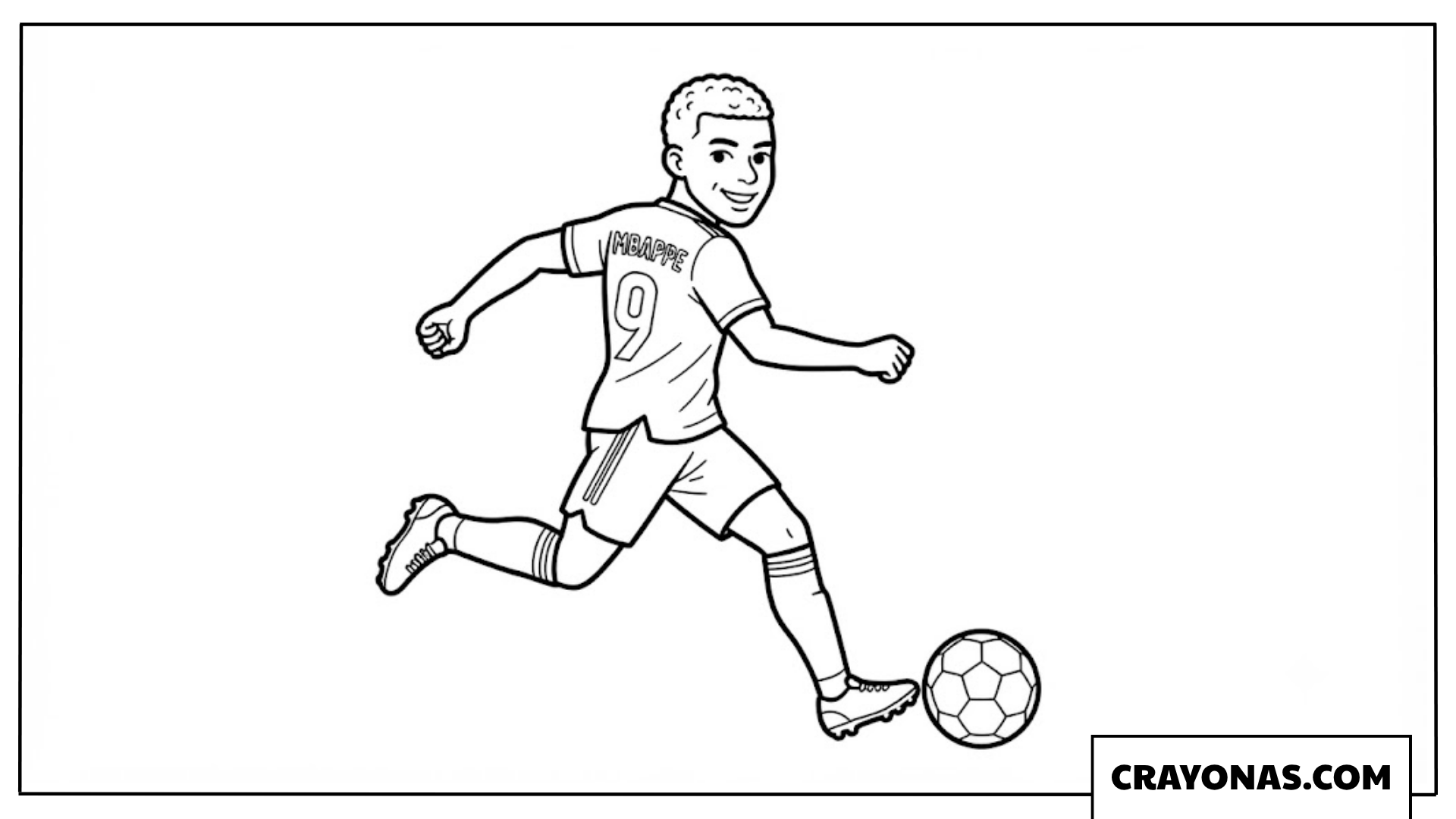Kylian Mbapp? Running with Ball Coloring Page