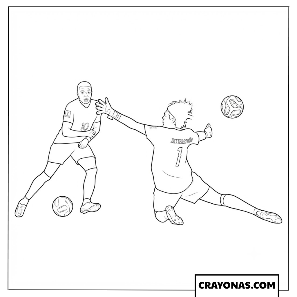 Kylian Mbappe Scoring Goal Coloring Page